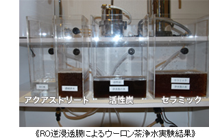 RO逆浸透膜によるウーロン茶浄水実験結果